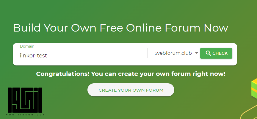 Create a free forum within two minutes
