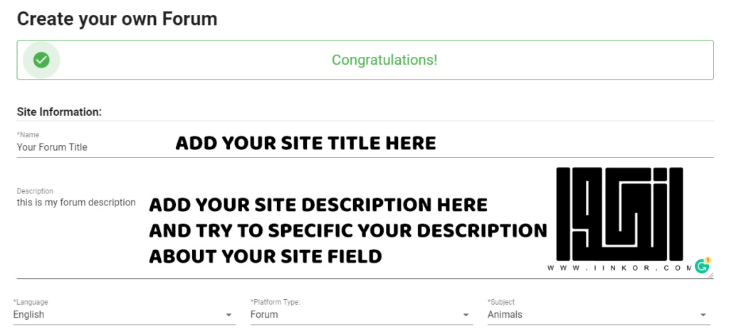 Create a free forum within two minutes